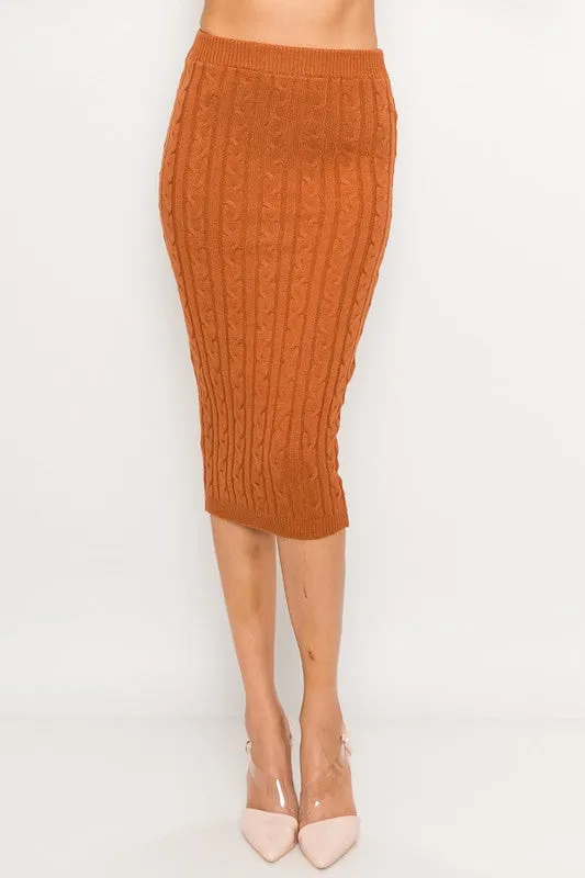 SOFT CABLE KNIT MIDI SKIRT sold by privy product image thumbnail 2