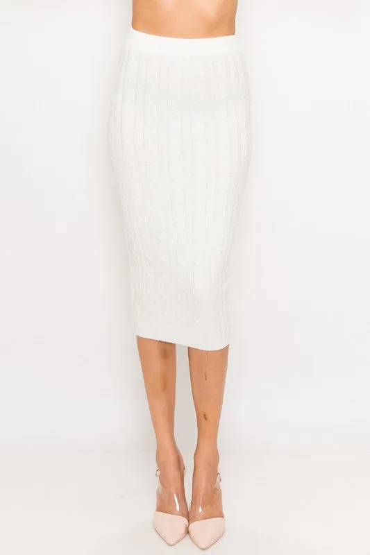 SOFT CABLE KNIT MIDI SKIRT sold by privy product image thumbnail 3