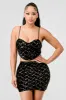 LUXE DIAMON SEQUINS VELVET BUSTIER TOP & SKIRT SET sold by privy