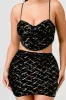 LUXE DIAMON SEQUINS VELVET BUSTIER TOP & SKIRT SET sold by privy