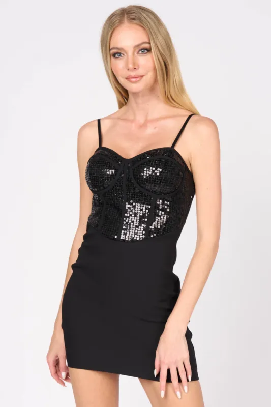 LUXE SEQUINS SWEETHEART BUSTIER BODYCON MINI DRESS sold by privy