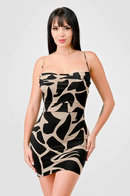 VENECHIA PRINT CWOL NECKLINE TANK MINI DRESS sold by privy