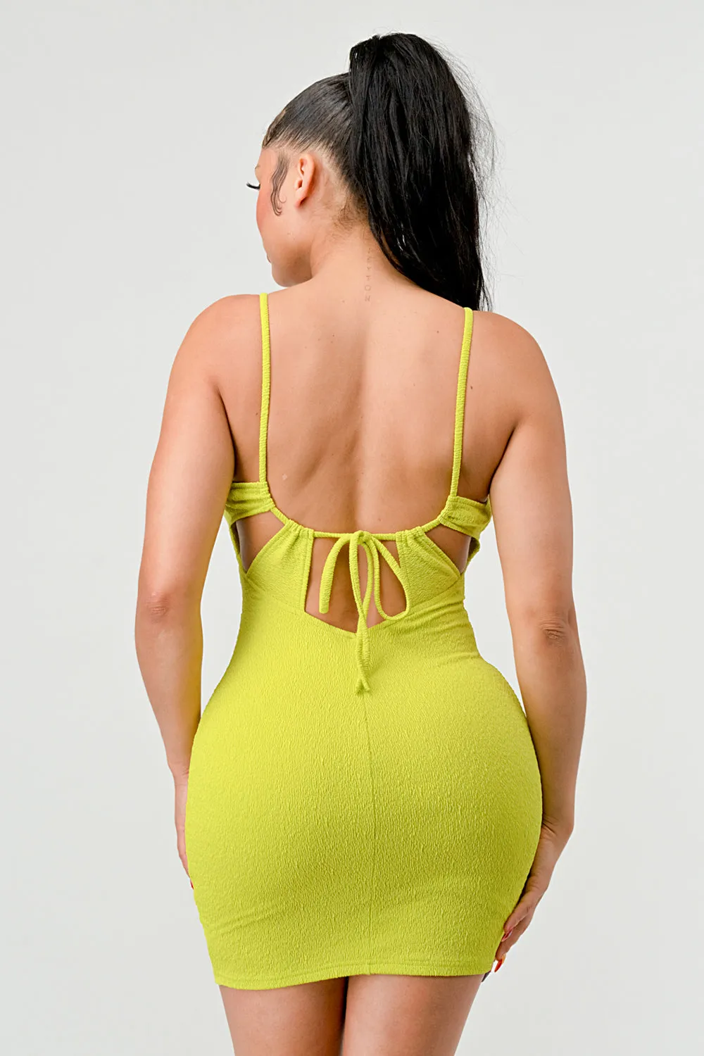 SEXY NEON COLOR LACE UP OPEN BACK MINI DRESS sold by privy product image thumbnail 3