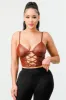 LUX PU CROSS LACE UP BUSTIER TOP sold by privy