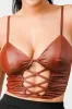 LUX PU CROSS LACE UP BUSTIER TOP sold by privy