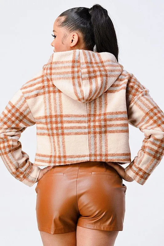 PLAID HOODED CHEST POCKETS ZIP UP JACKET sold by privy product image thumbnail 5