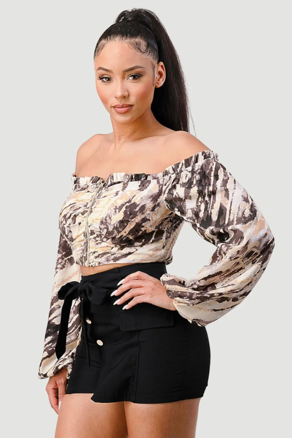 TRENDY WATERCOLOR OFF SHOULDER CROPPED TOP sold by privy product image thumbnail 3