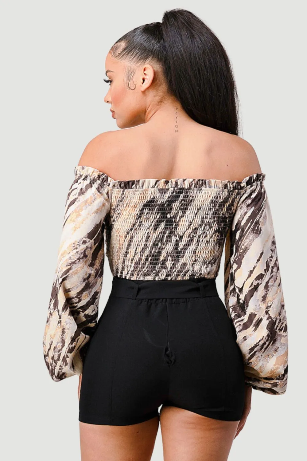 TRENDY WATERCOLOR OFF SHOULDER CROPPED TOP sold by privy product image thumbnail 4