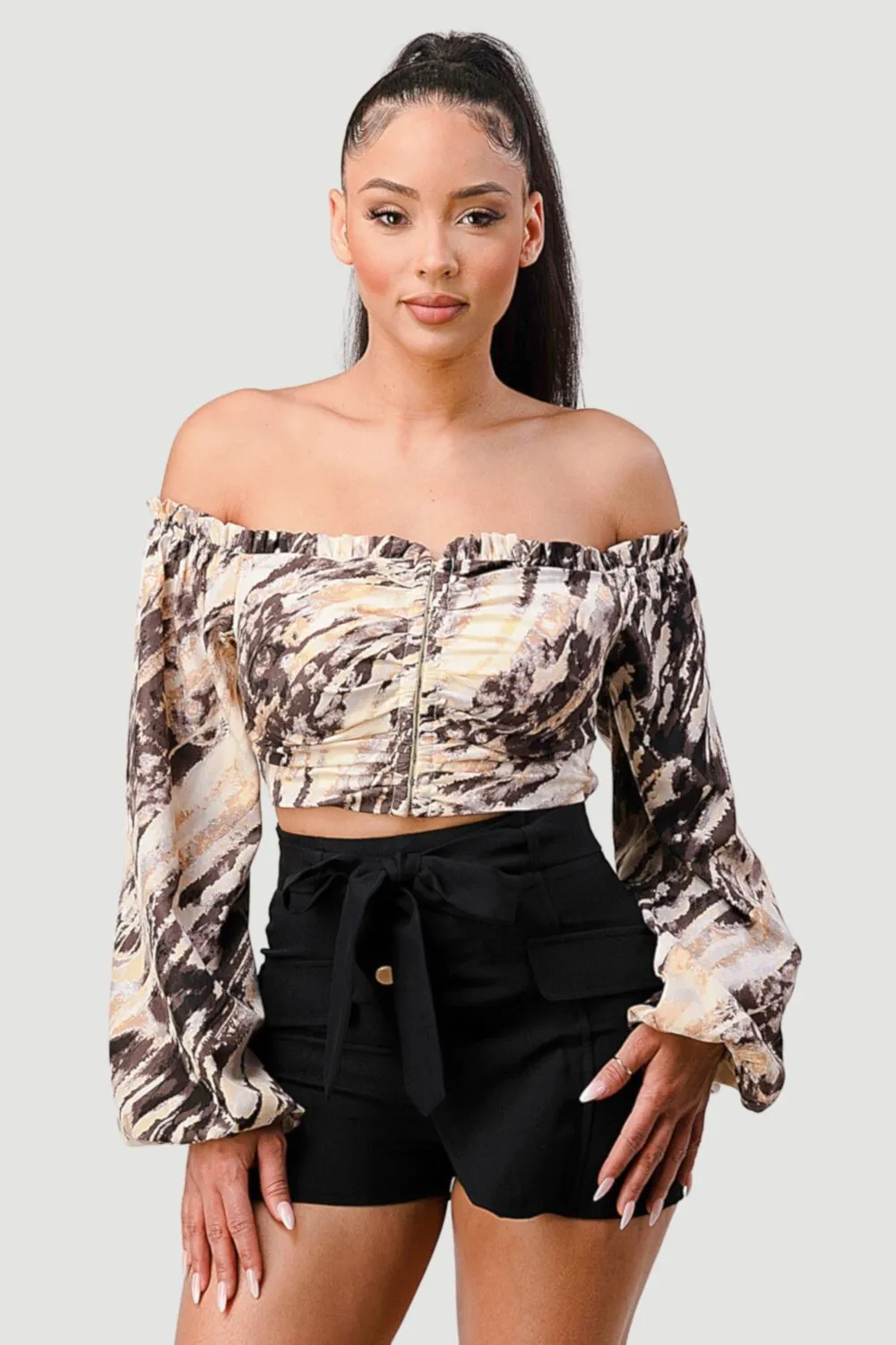 TRENDY WATERCOLOR OFF SHOULDER CROPPED TOP sold by privy product image thumbnail 2