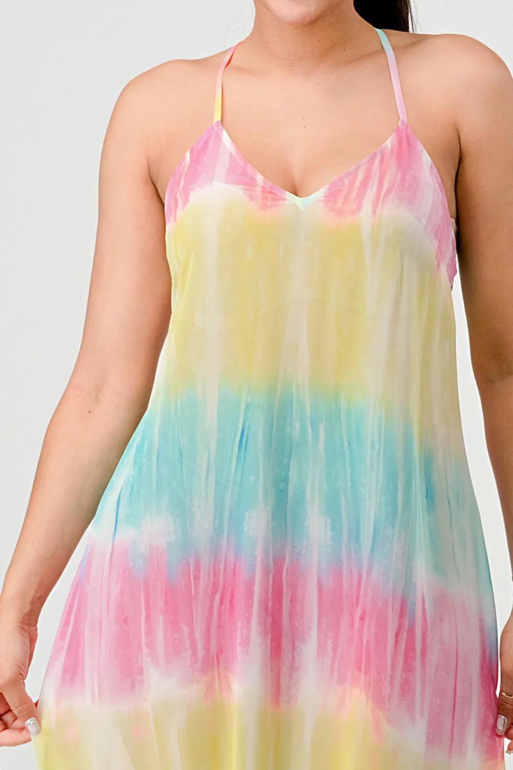 RAINBOW OMBRE TIE DYE CHIFFON RELAXED MAXI DRESS sold by privy product image thumbnail 5