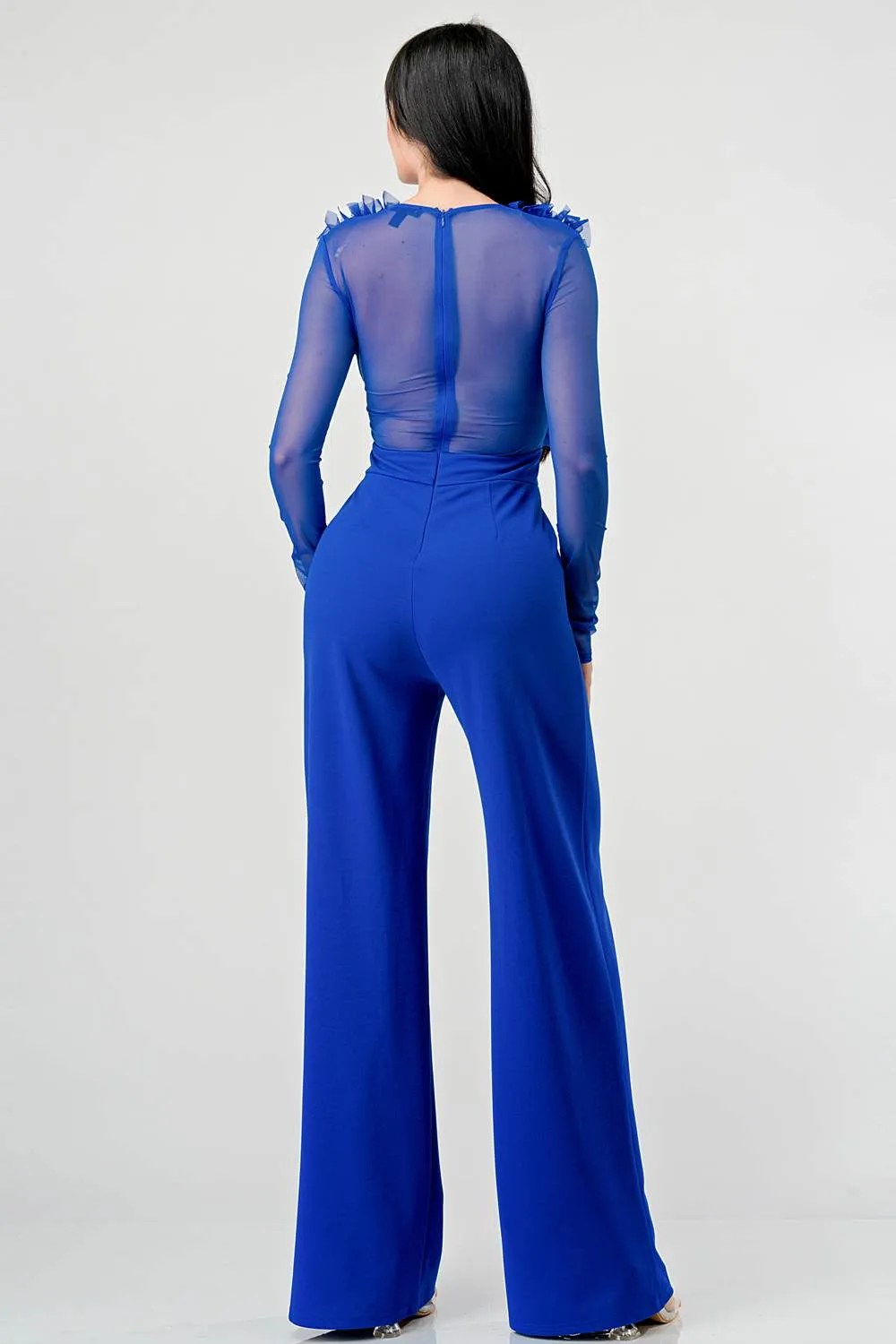 LUXE TECHNO CREPE RUFFLE TRIM V-NECK JUMPSUIT sold by privy product image thumbnail 3