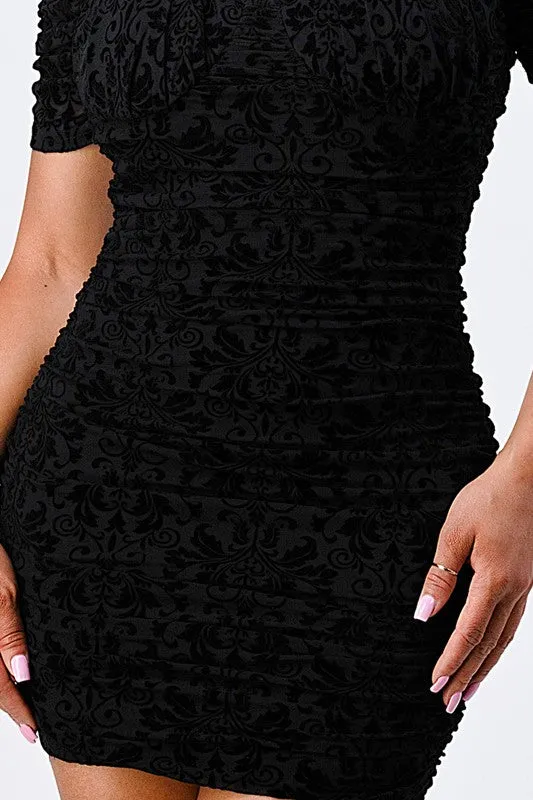 VELVET FLOCKING OFF SHOULDER BODYCON MINI DRESS sold by privy product image thumbnail 5