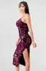 SEQUIN FLORAL VELVET SWEETHEART SLITTED MIDI DRESS sold by privy