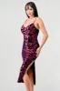 SEQUIN FLORAL VELVET SWEETHEART SLITTED MIDI DRESS sold by privy