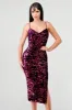 SEQUIN FLORAL VELVET SWEETHEART SLITTED MIDI DRESS sold by privy