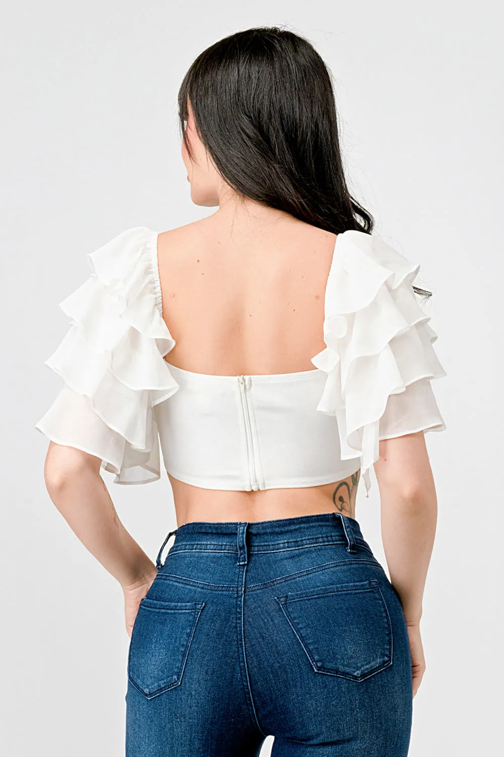 TECHNO CREPE SWEETHEART WITH RHINESTONE CROP TOP sold by privy product image thumbnail 4