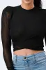 KNIT HALTER SEE-THRU MESH CROPED TOP sold by privy