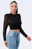 KNIT HALTER SEE-THRU MESH CROPED TOP sold by privy