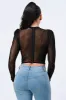 KNIT HALTER SEE-THRU MESH CROPED TOP sold by privy