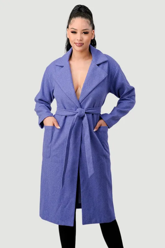 PG3153E_LUXE WOOL WAIST TIE MIDI LENGTH COAT sold by privy