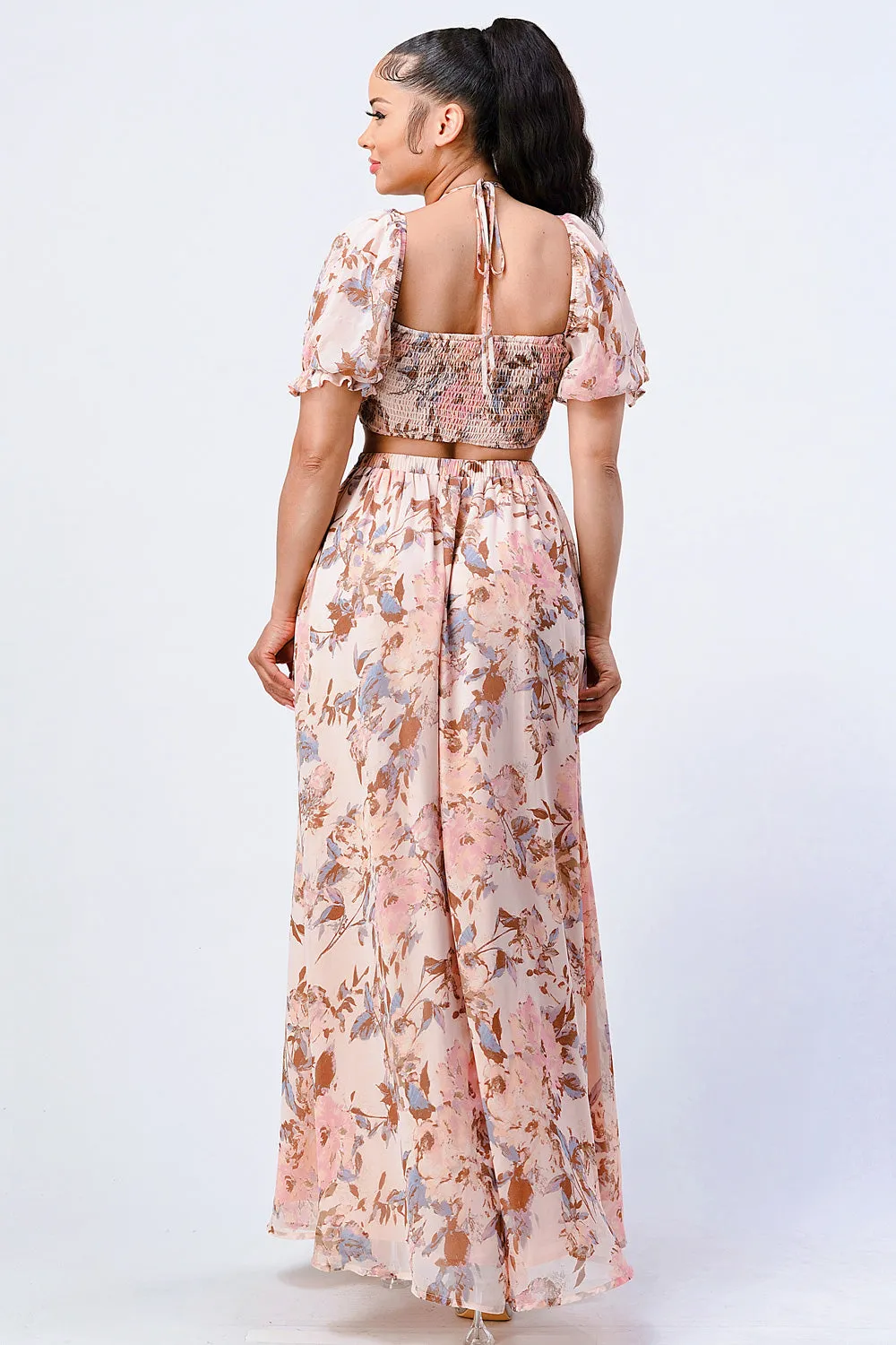 VINTAGE FLORAL SWEETHEART HALTER NECK MAXI DRESS sold by privy product image thumbnail 3
