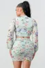 FLORAL MESH RUCHED CUTOUT CROPPED TOP & SKIRT SETS sold by privy