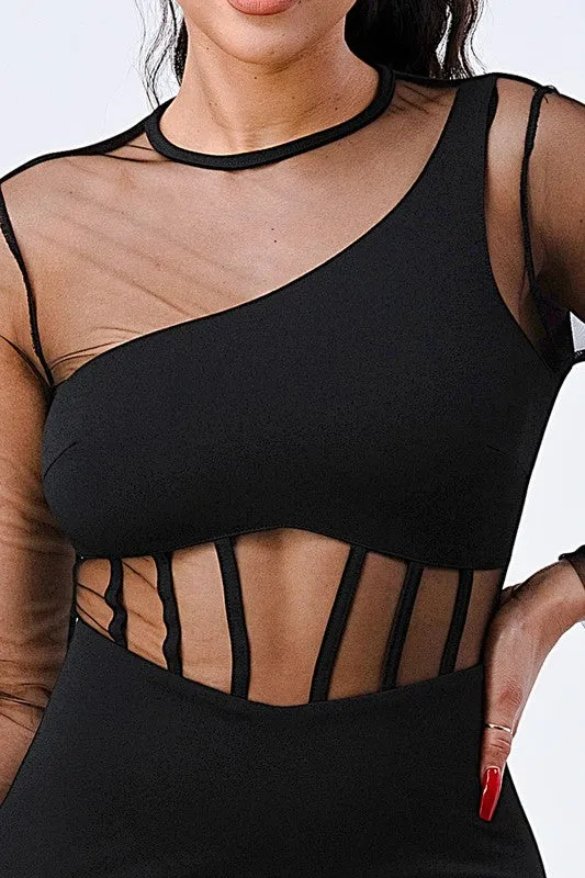 LUX SEE-THRU ASYMMETRICAL HI-LOW HEM BODYCON DRESS sold by privy product image thumbnail 5