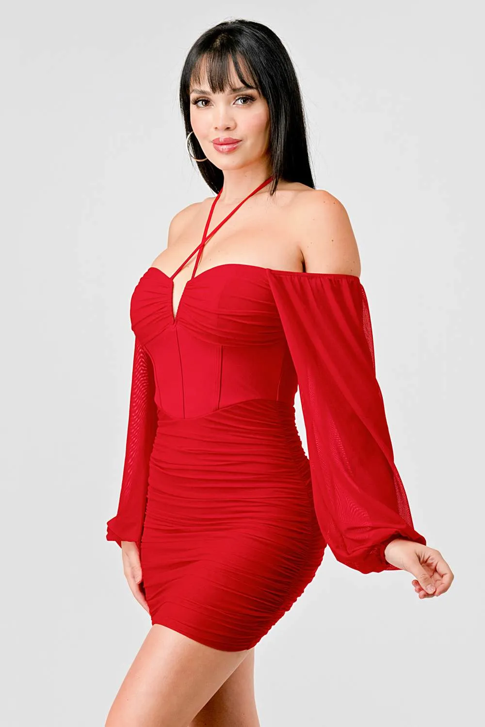 SEXY MESH HALTER SWEETHEART CONTRAST MINI DRESS sold by privy product image thumbnail 3