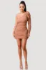 PD71324N-W / SEXY SIDE SHIRRING CUT-OUT ONE SHOULDER DRESS sold by privy