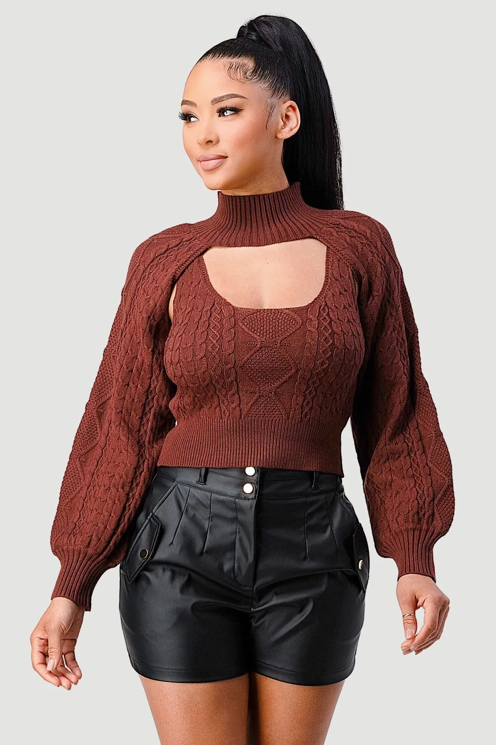 SEXY CUT OUT TURTLENECK LONG SLEEVE KNIT SWEATER sold by privy product image thumbnail 2