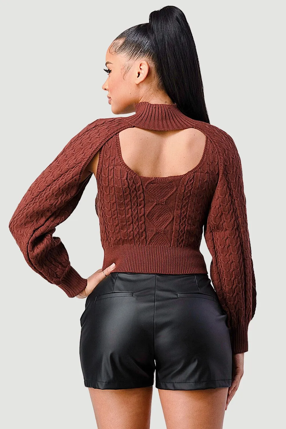SEXY CUT OUT TURTLENECK LONG SLEEVE KNIT SWEATER sold by privy product image thumbnail 4