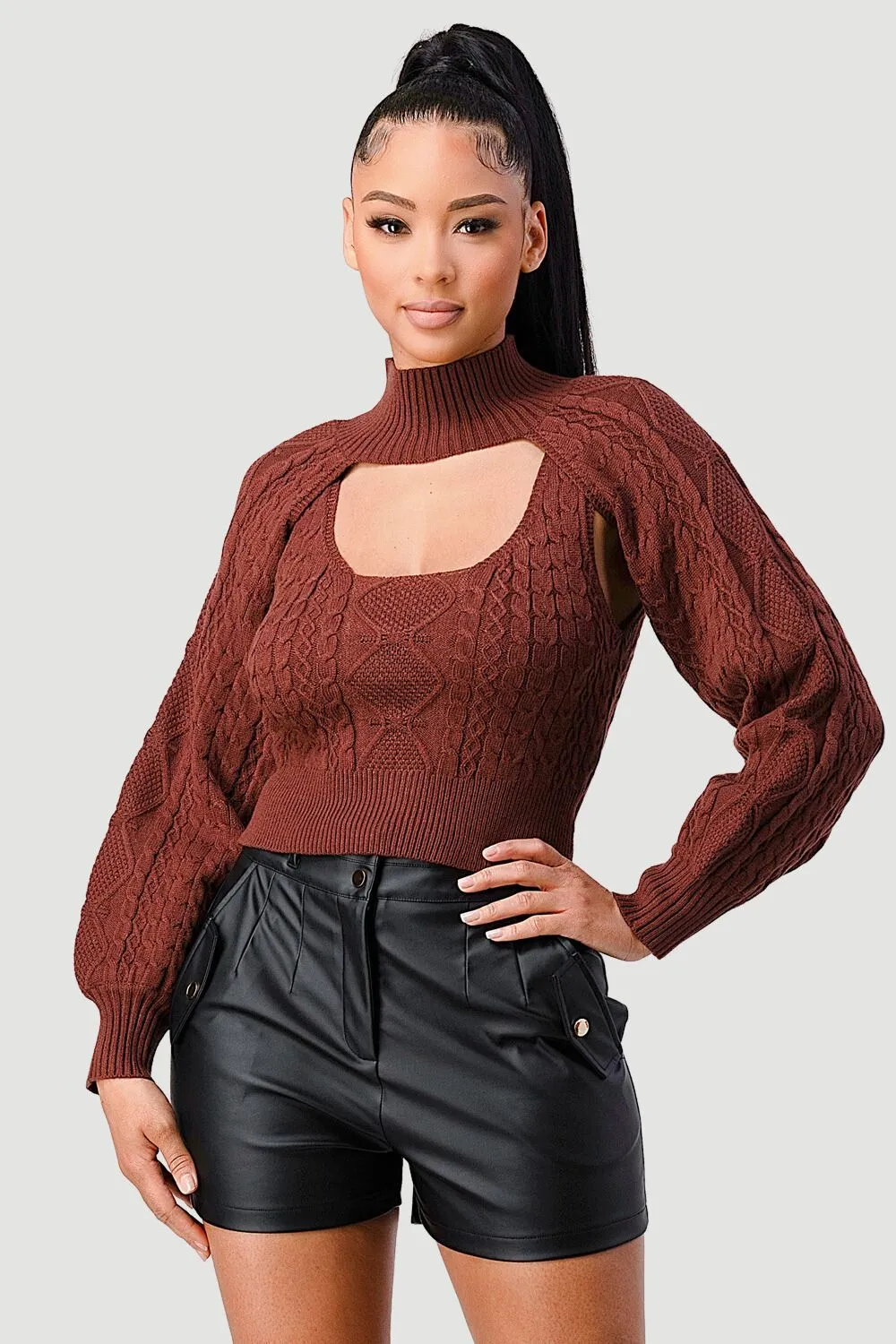SEXY CUT OUT TURTLENECK LONG SLEEVE KNIT SWEATER sold by privy