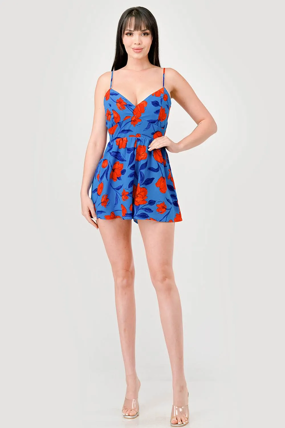 FLORAL PRINTED SWEETHEART BACK TIE WIDE LEG ROMPER sold by privy product image thumbnail 4