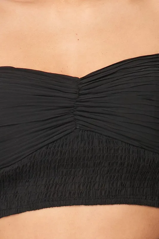 TEXTURED CHIFFON SMOCKED OFF SHOULDER CROPPED TOP sold by privy product image thumbnail 5