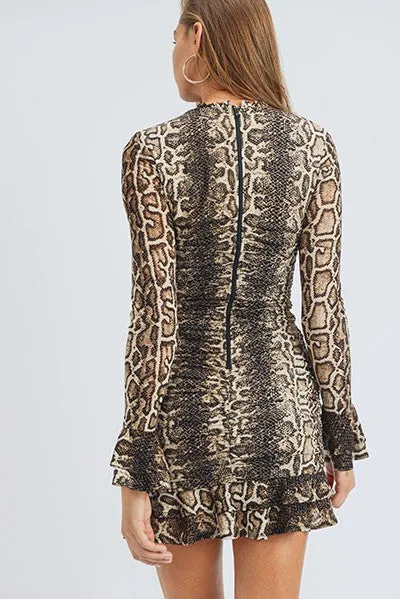WILD LEOPARD PUFF LONG SLEEVE RUCHED DRESS sold by privy product image thumbnail 4