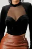 LUX VELVET SWEETHEART MESH SEE-THRU BUSTIER TOP sold by privy