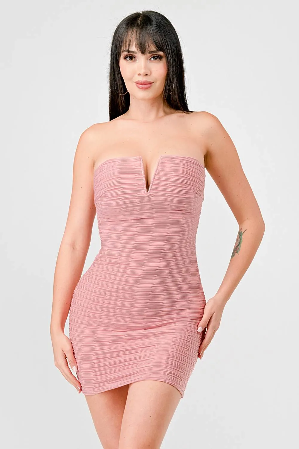 LUXE JACQUARD STRETCH OFF SHOULDER TUBE MINI DRESS sold by privy