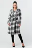 PLAID DOUBLE BUTTON WAIST TIE LONG COAT sold by privy