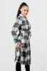 PLAID DOUBLE BUTTON WAIST TIE LONG COAT sold by privy