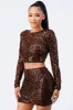 SEQUINS POWER SHOULDER CROP TOP AND MINI SKIRT SET sold by privy