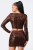 SEQUINS POWER SHOULDER CROP TOP AND MINI SKIRT SET sold by privy