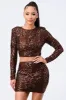 SEQUINS POWER SHOULDER CROP TOP AND MINI SKIRT SET sold by privy