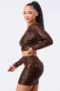 SEQUINS POWER SHOULDER CROP TOP AND MINI SKIRT SET sold by privy