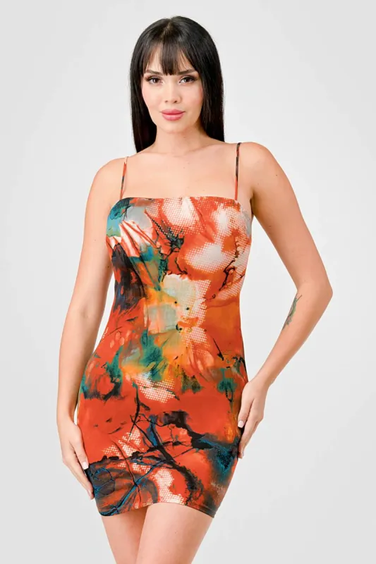 ITY ABSTRACT PRINT SLEEVELESS TANK MINI DRESS sold by privy
