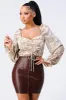 TRENDY MARBLE SHIRRING SWEETHEART CROPPED TOP sold by privy