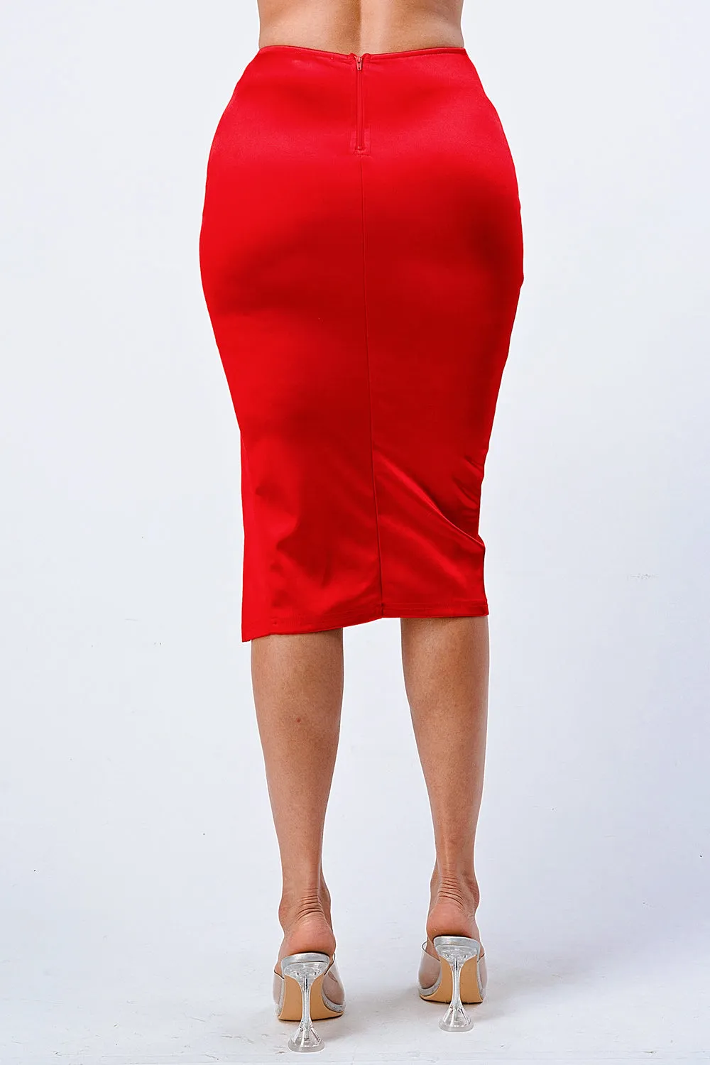 LUXE SATIN KEYHOLE WAIST TIE H LINE SKIRT sold by privy product image thumbnail 4