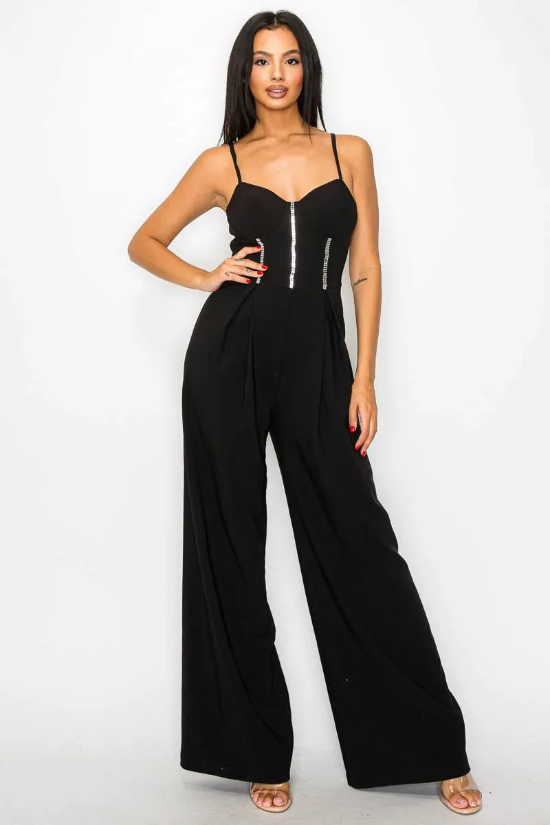 LUXE SWEETHEART RHINESTONE EMBELLISHED JUMPSUIT sold by privy