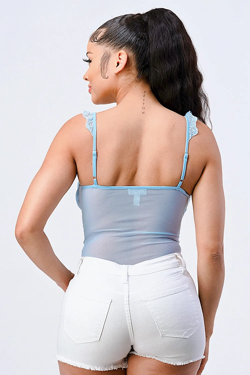 PT42052N-W / LUX SWEETHEART RUCHED MESH LACE STRAP BODYSUIT sold by privy product image thumbnail 3