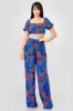 FLORAL PRINT WOOL PEACH CROP TOP & PANTS SET sold by privy