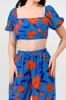 FLORAL PRINT WOOL PEACH CROP TOP & PANTS SET sold by privy
